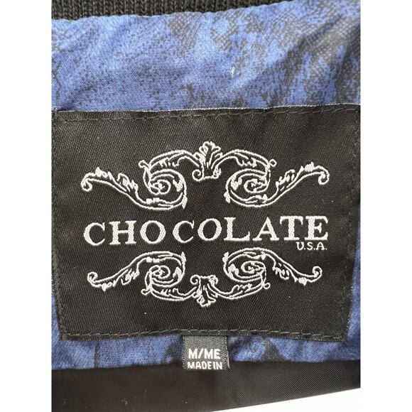 Juniors Chocolate Vest Size Medium Blue Floral Sleeveless Zip Up - Picture 7 of 16